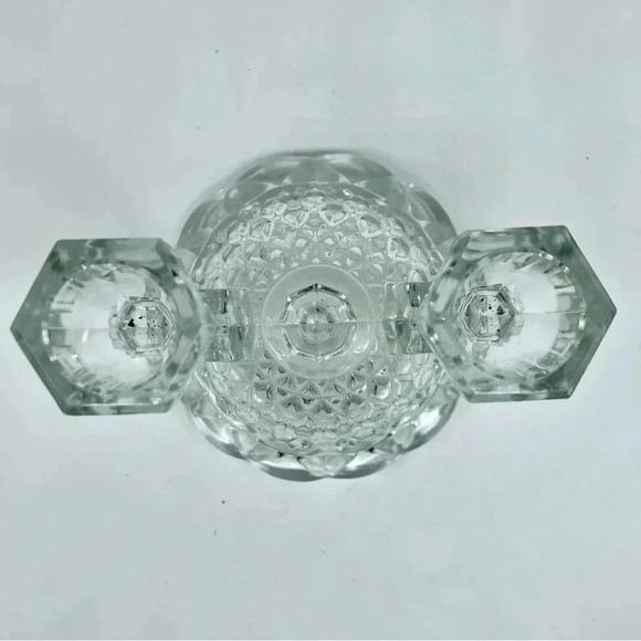 IMPERIAL - OHIO Glass Katy Lace Edge Clear Double Candle Stick Holder 4½” Tall - Picture 5 of 5